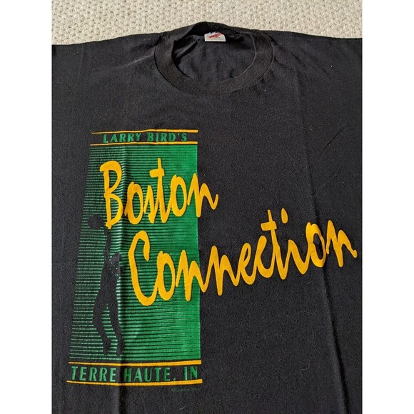 VTG RARE Larry Bird BOSTON CONNECTION Hotel Restaurant Terre Haute Logo Tee XL - Picture 1 of 3